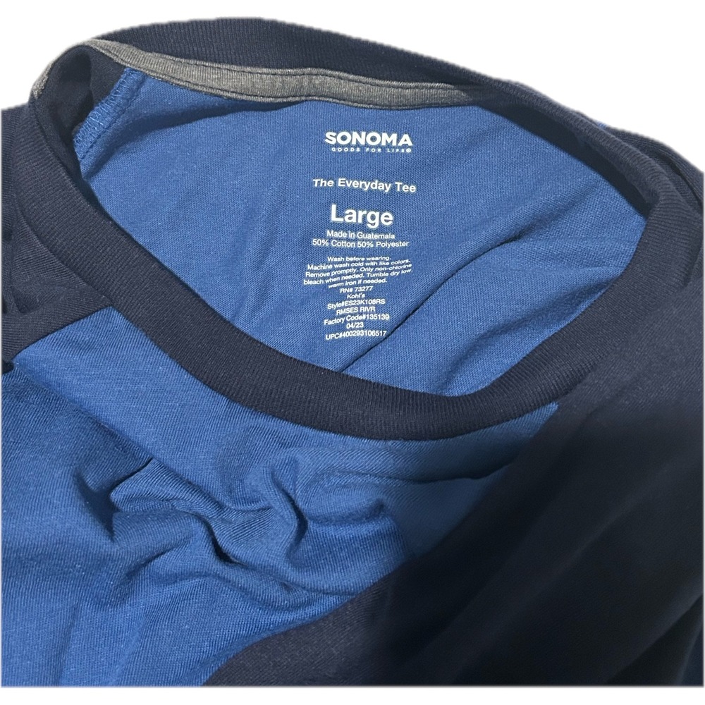 Sonoma Raglan Tee Boys Large Blue Navy NEW Long Sleeve Baseball Shirt - Picture 3 of 4